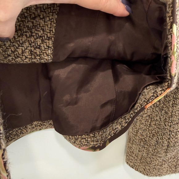 Ann Taylor Loft Single Breasted Wool Tweed Blazer 10 Shabby Chic Brown Girl Boss - Picture 7 of 10